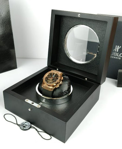 Hublot Watch Black Fusion Skeleton Calander Rose Gold