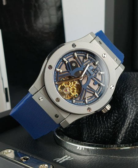 Hublot Watch Matte Fusion Skeleton Blue Strap