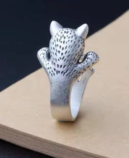 Jungle Tree 925 Sterling Silver Cat Rings