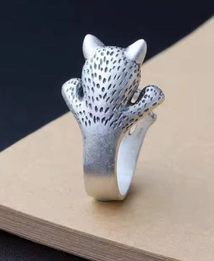 Jungle Tree 925 Sterling Silver Cat Rings