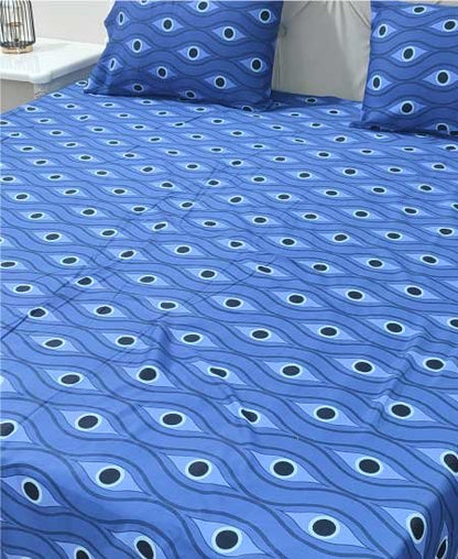 Cotton Satin Bedsheet Blue Wave TC-240 Jungle Tree