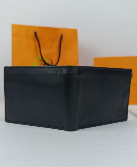 Jungle Tree Black Leather Wallet Dollar Size