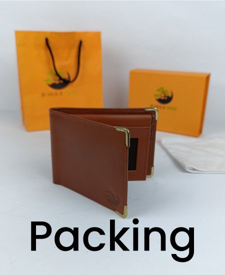 Jungle Tree Golden Tip Brown Leather Wallet