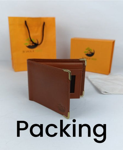Jungle Tree Golden Tip Brown Leather Wallet