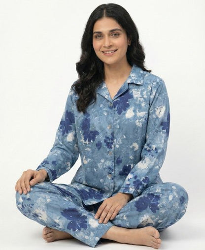 Jungle Tree Night Suit Aqua Flora