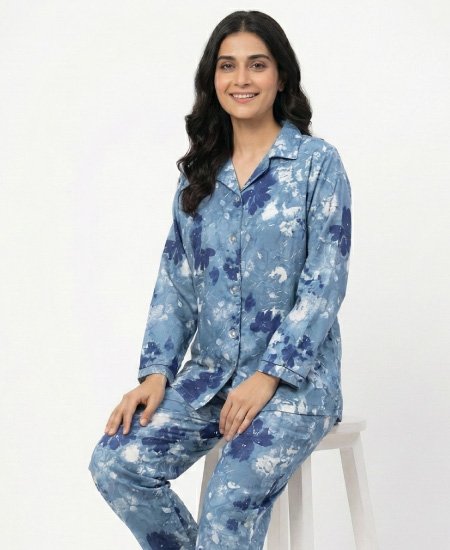 Jungle Tree Night Suit Aqua Flora