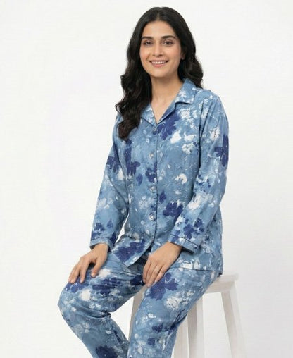 Jungle Tree Night Suit Aqua Flora