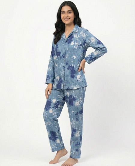Jungle Tree Night Suit Aqua Flora