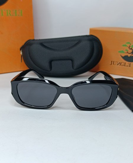 Jungle Tree Black Rectangular Polarized Sunglasses-JT05