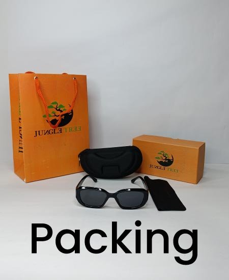 Jungle Tree Black Rectangular Polarized Sunglasses-JT05