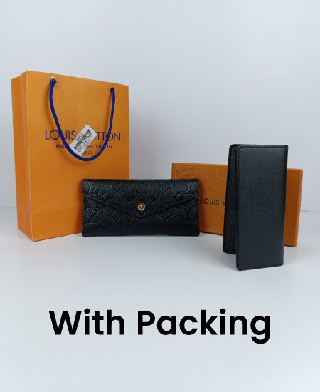LV Black Ladies Wallet 2PC