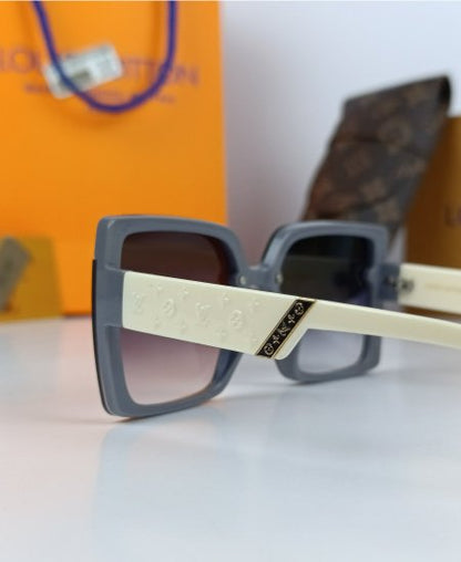 LV Sunglasses Oversize Gray White LV034