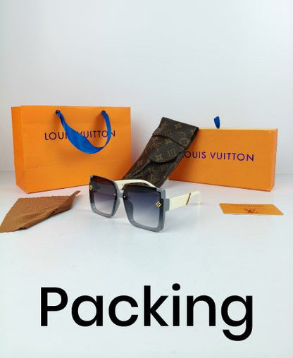 LV Sunglasses Oversize Gray White LV034