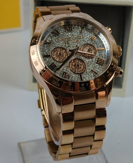 Michael Kors Layton Pave Dial Rose Gold-Tone Watch MK5946