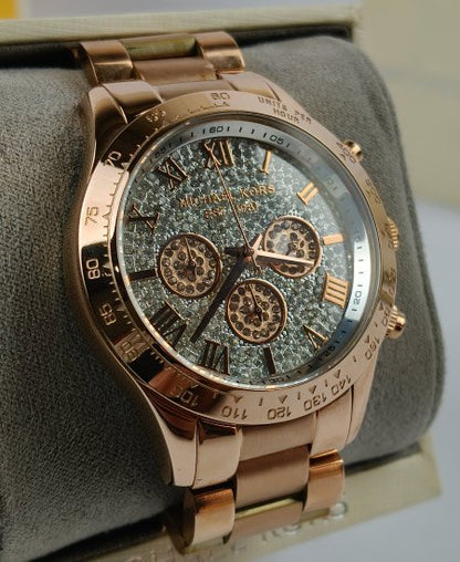 Michael Kors Layton Pave Dial Rose Gold-Tone Watch MK5946