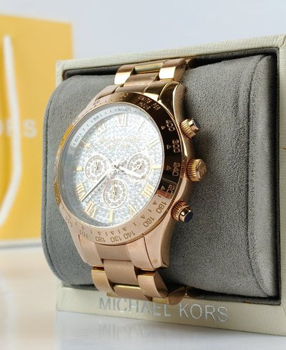 Michael Kors Layton Pave Dial Rose Gold-Tone Watch MK5946