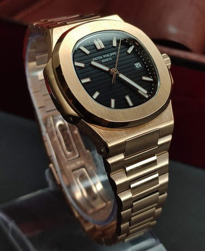 PATK PHLIPE Nautilus 3700J Rose Gold Black Dail