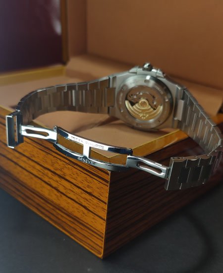 PATEK PHLIPE Nautilus Silver Skeleton Black Dail Watch