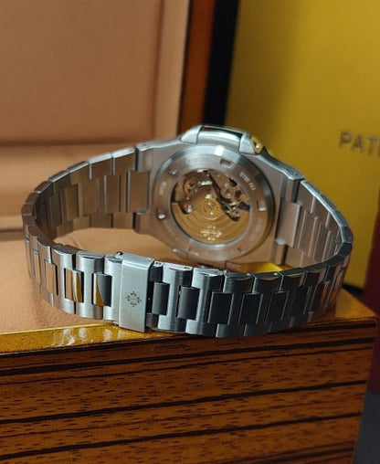 PATEK PHLIPE Nautilus Silver Skeleton Black Dail Watch