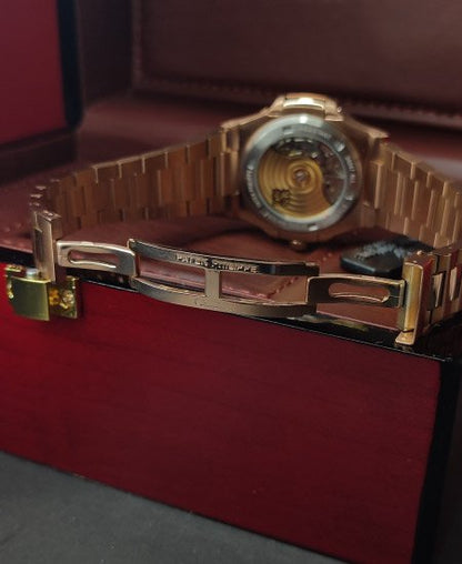 PATEK PHLIPE Nautilus Rose Gold Skeleton Black Dail Watch