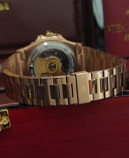 PATEK PHLIPE Nautilus Rose Gold Skeleton Black Dail Watch