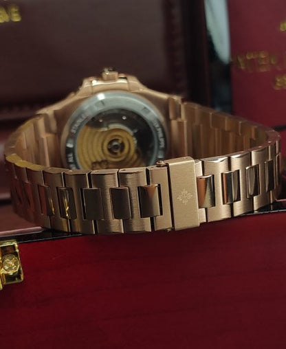 PATEK PHLIPE Nautilus Rose Gold Skeleton Black Dail Watch