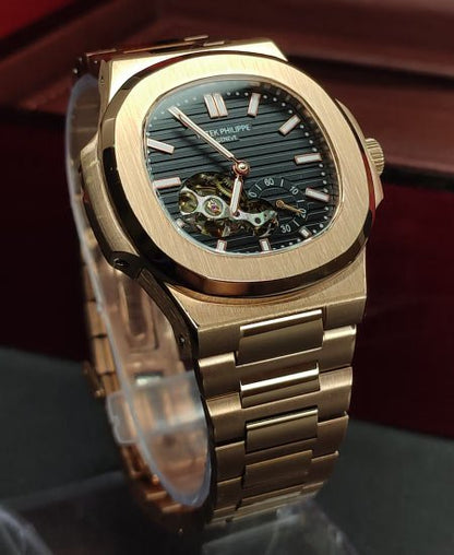 PATEK PHLIPE Nautilus Rose Gold Skeleton Black Dail Watch