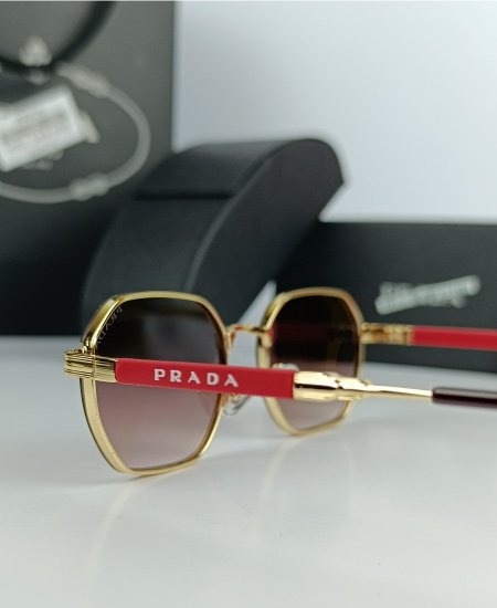 Prada Sunglasses Golden Red Hex 021