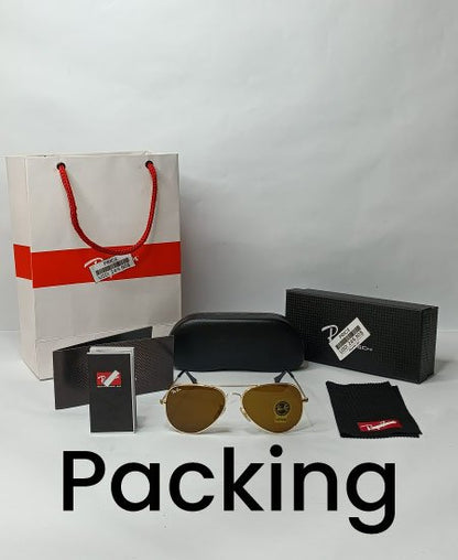 Ray Ban Golden Brown Aviator Sunglasses