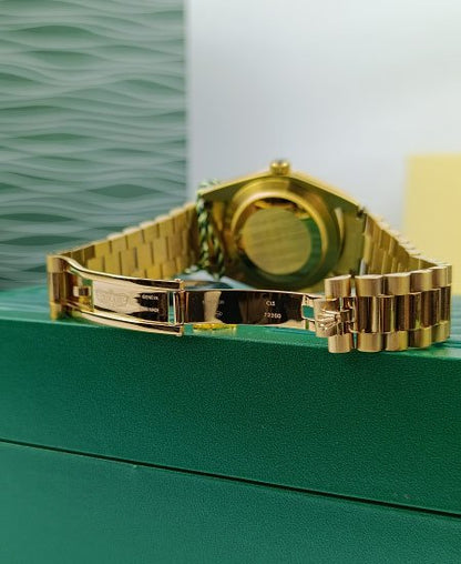 Rolex Day Date Watch Yellow Gold Black Dial Roman 228238