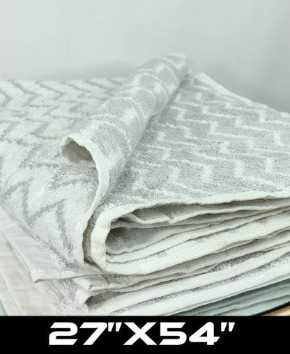 Bath Towel White Gray Zigzag