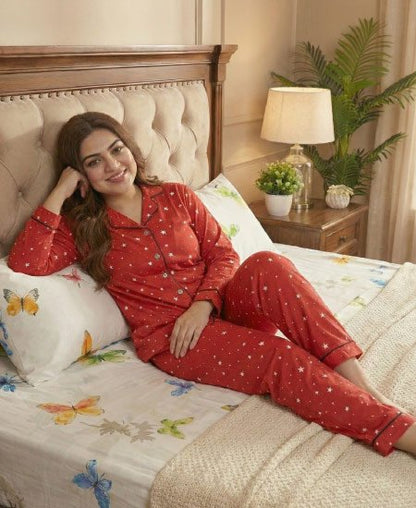 Zara Ladies Night Suit Red Star