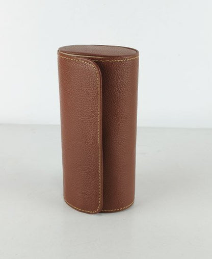 1.1 brown 3-Slot Watch Travel Case – Premium Leather Organizer
