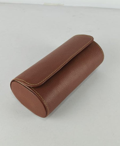 1.1 brown 3-Slot Watch Travel Case – Premium Leather Organizer