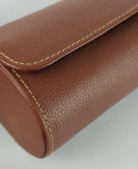 1.1 brown 3-Slot Watch Travel Case – Premium Leather Organizer