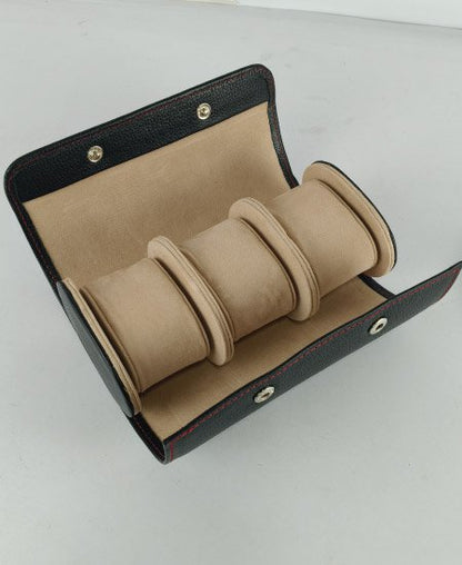 1.1 Luxury 3-Slot Watch Travel Case – Premium Leather Organizer